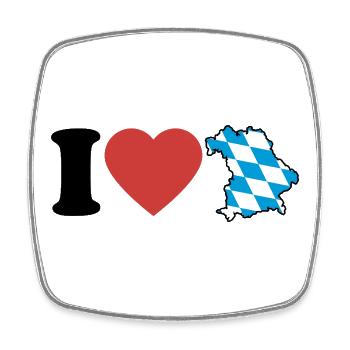 J’aime la Bavière | Cœur avec carte bleu-blanc - Magnet carré - blanc - Devant