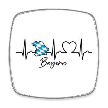Bayern Landkarte mit Herzkurve | EKG | Puls - Viereckiger Kühlschrankmagnet - Weiß - Vorne
