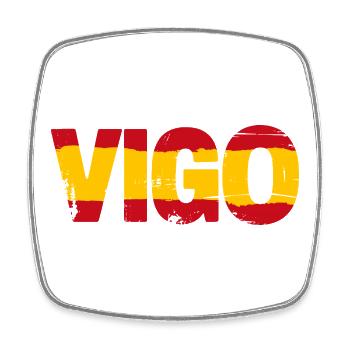 Vigo Flagge Spanien - Viereckiger Kühlschrankmagnet - Weiß - Vorne