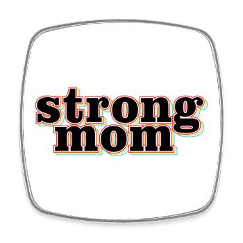 Strong Mom Mother Power Fitness Gym Art - Square fridge magnet - white - Front
