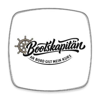 Bootskapitän Spruch mit Steuerrad für Seefahrer - Viereckiger Kühlschrankmagnet - Weiß - Vorne