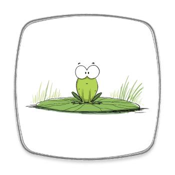 Grenouille sur nénuphar - Magnet carré - blanc - Devant