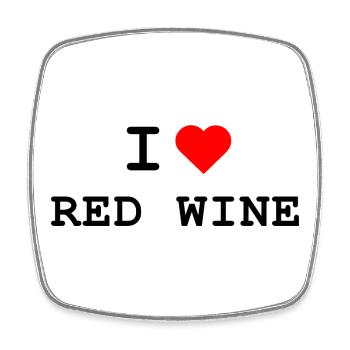 I love Red Wine - Ich liebe Rotwein - Viereckiger Kühlschrankmagnet - Weiß - Vorne