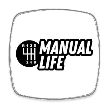 JDM sticker - manual life - Square fridge magnet - white - Front