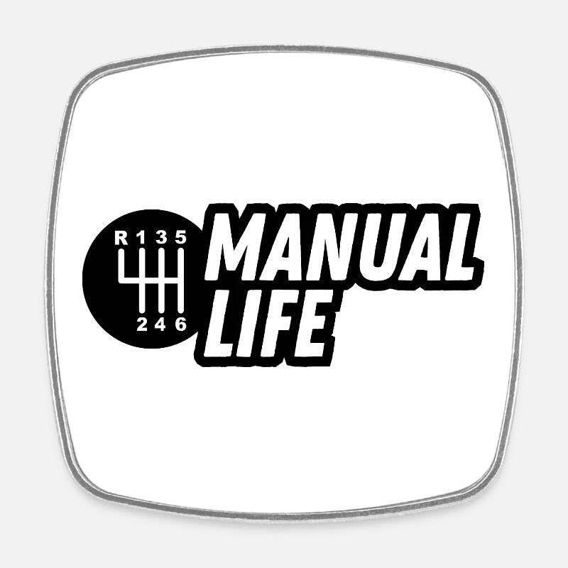 JDM sticker - manual life - Magnet carré - blanc