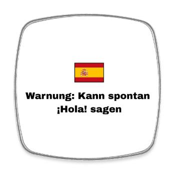 Spanien Flagge, Schwarze Schrift - Viereckiger Kühlschrankmagnet - Weiß - Vorne