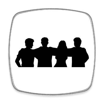 Menschen Gruppe Silhouette Freunde Team Zusammen - Viereckiger Kühlschrankmagnet - Weiß - Vorne