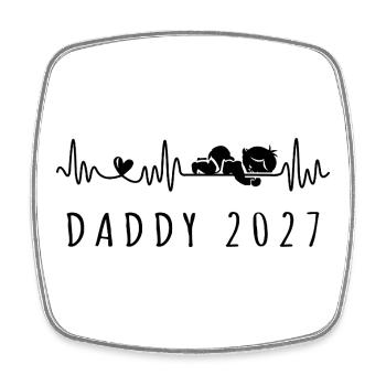 Annonce de bébé Heartbeat 2027 Grossesse - Magnet carré - blanc - Devant