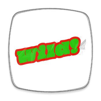 Graffiti wordmark green with red border - Square fridge magnet - white - Front