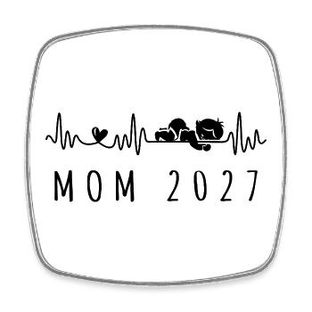 Annonce de grossesse Heart Beat 2027 Future Maman - Magnet carré - blanc - Devant