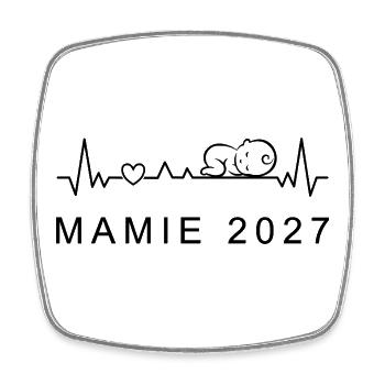 Future Mamie 2027 Battement de Cœur Grossesse - Viereckiger Kühlschrankmagnet - Weiß - Vorne