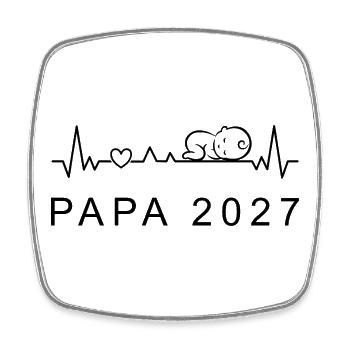 Futur Papa 2027 Battement de Cœur Grossesse - Viereckiger Kühlschrankmagnet - Weiß - Vorne