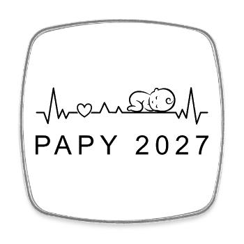 Futur Papy 2027 Battement de Cœur Grossesse - Magnet carré - blanc - Devant