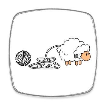Cozy Sheep Yarn Theme - Square fridge magnet - white - Front