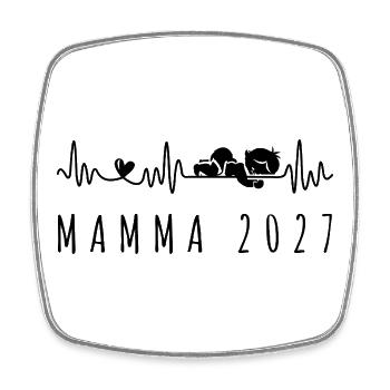 Mamma 2027 Battito Cardiaco in Gravidanza - Viereckiger Kühlschrankmagnet - Weiß - Vorne