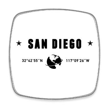 San Diego, Californie, Coordonnées de la Terre - Magnet carré - blanc - Devant