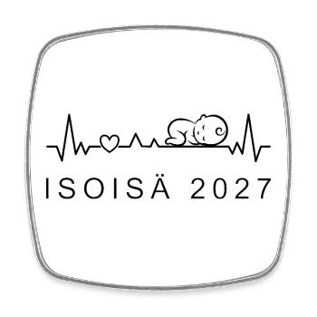 Opa 2027 Herzschlag Schwangerschaft Finnisch - Viereckiger Kühlschrankmagnet - Weiß - Vorne