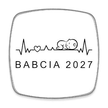 Oma 2027 Herzschlag Schwangerschaft Polnisch - Viereckiger Kühlschrankmagnet - Weiß - Vorne