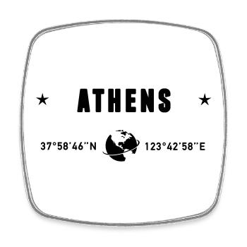 Athens Greece Coordinates Planet Earth - Square fridge magnet - white - Front