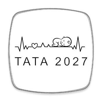 Papa 2027 Battement de cœur Grossesse Polonis - Magnet carré - blanc - Devant