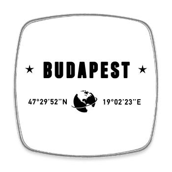 Budapest Hungary Coordinates Planet Earth - Square fridge magnet - white - Front