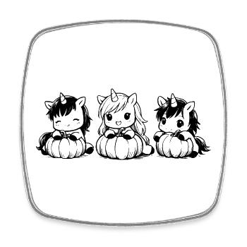Einhörner mit Kürbissen Halloween - Viereckiger Kühlschrankmagnet - Weiß - Vorne