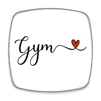 Gym - Fitness Schriftzug mit Herz - Viereckiger Kühlschrankmagnet - Weiß - Vorne