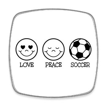 Love Peace Soccer - Viereckiger Kühlschrankmagnet - Weiß - Vorne
