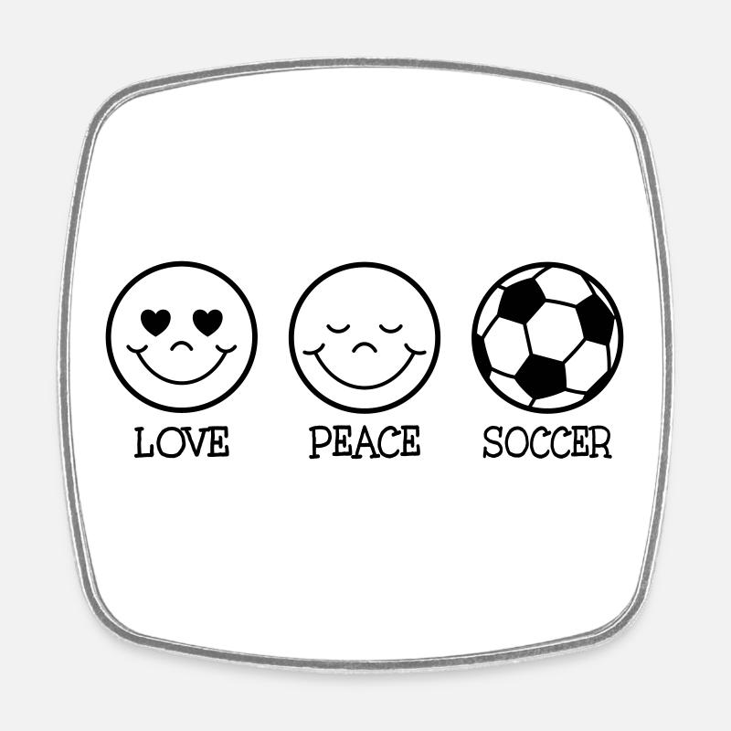 Love Peace Soccer - Magnet carré - blanc