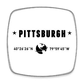 Pittsburgh, Pennsylvania Koordinaten, GPS-Globus - Viereckiger Kühlschrankmagnet - Weiß - Vorne