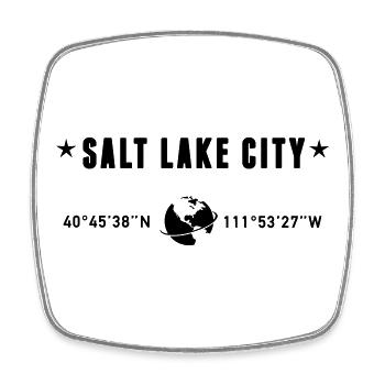 Salt Lake City Utah Coordinates Globe - Square fridge magnet - white - Front