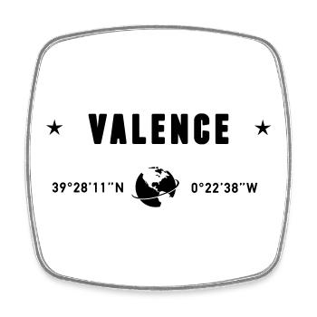Valencia, Spanien Koordination GPS-Globus - Viereckiger Kühlschrankmagnet - Weiß - Vorne
