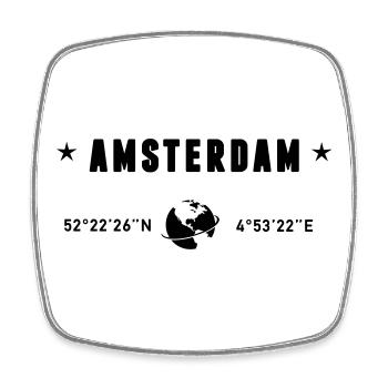 Amsterdam Netherlands Coordinates Gps Globe - Square fridge magnet - white - Front