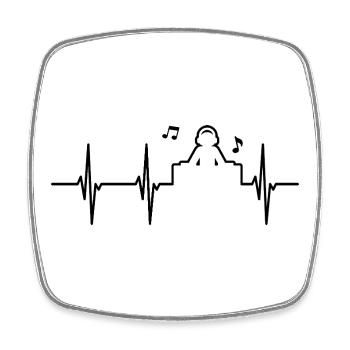 Herzschlag Diskjockey EKG - Viereckiger Kühlschrankmagnet - Weiß - Vorne