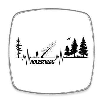 Herzschlag Puls Holzfäller Motorsäge BLACK v2 - Viereckiger Kühlschrankmagnet - Weiß - Vorne