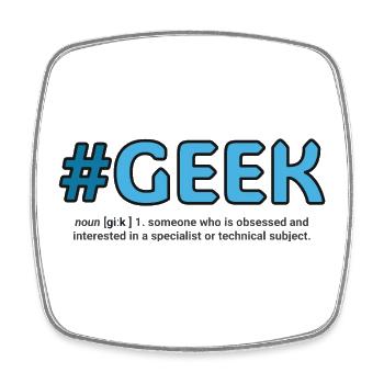 Blue Hashtag Geek Crest - Square fridge magnet - white - Front
