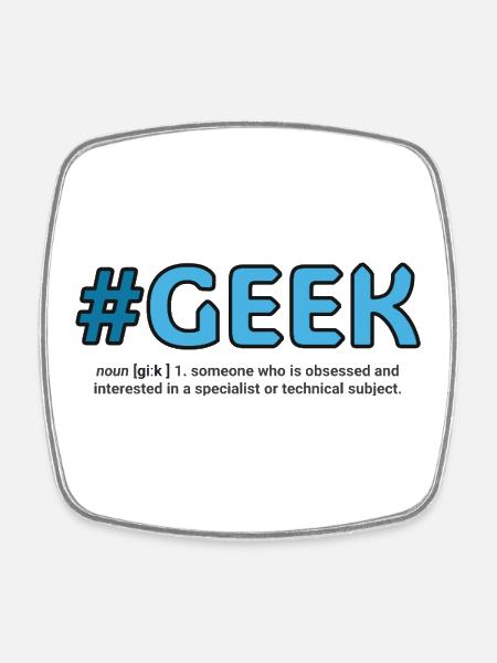 Écusson bleu du Hashtag Geek - Magnet carré - blanc