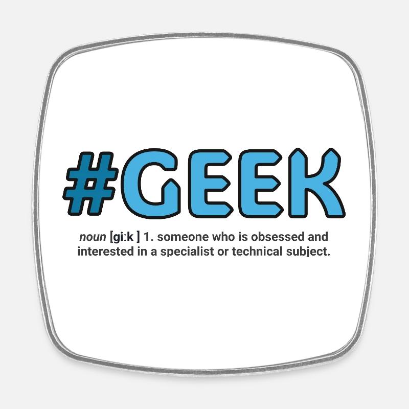 Blue Hashtag Geek Crest - Square fridge magnet - white