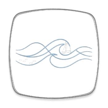 Sailboat in the sound of the waves - Square fridge magnet - white - Front
