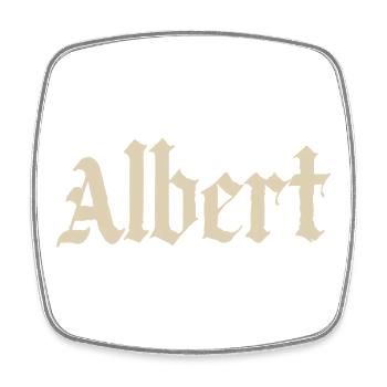 Albert Gothic Script  - Viereckiger Kühlschrankmagnet - Weiß - Vorne