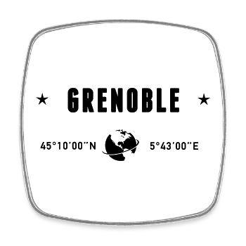 Grenoble Frankreich GPS-Koordinaten Globus - Viereckiger Kühlschrankmagnet - Weiß - Vorne