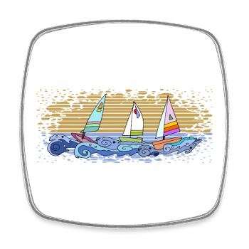 Sailboats - Square fridge magnet - white - Front