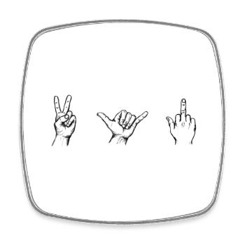 Hand Sign Victory Shaka (White) – Illustration - Square fridge magnet - white - Front