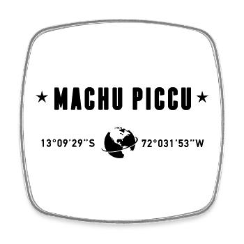 Machu Picchu Peru Coordinates Globe - Square fridge magnet - white - Front