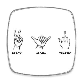 Ensemble de panneaux manuels de circulation Beach Aloha – Illustration - Magnet carré - blanc - Devant