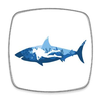 Type Shark Diver - Square fridge magnet - white - Front