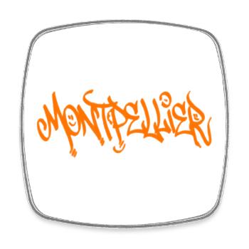 Oranges Montpellier Souvenir  - Viereckiger Kühlschrankmagnet - Weiß - Vorne