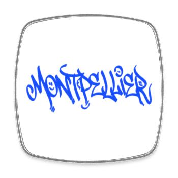 MTP Street Art - Montpellier - Square fridge magnet - white - Front