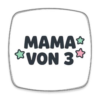 Mama von 3 Sterne Dreifache Mutter Drillinge - Viereckiger Kühlschrankmagnet - Weiß - Vorne