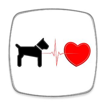 Dog Heartbeat Lifeline – Welpenliebhaber-Pulskunst - Viereckiger Kühlschrankmagnet - Weiß - Vorne